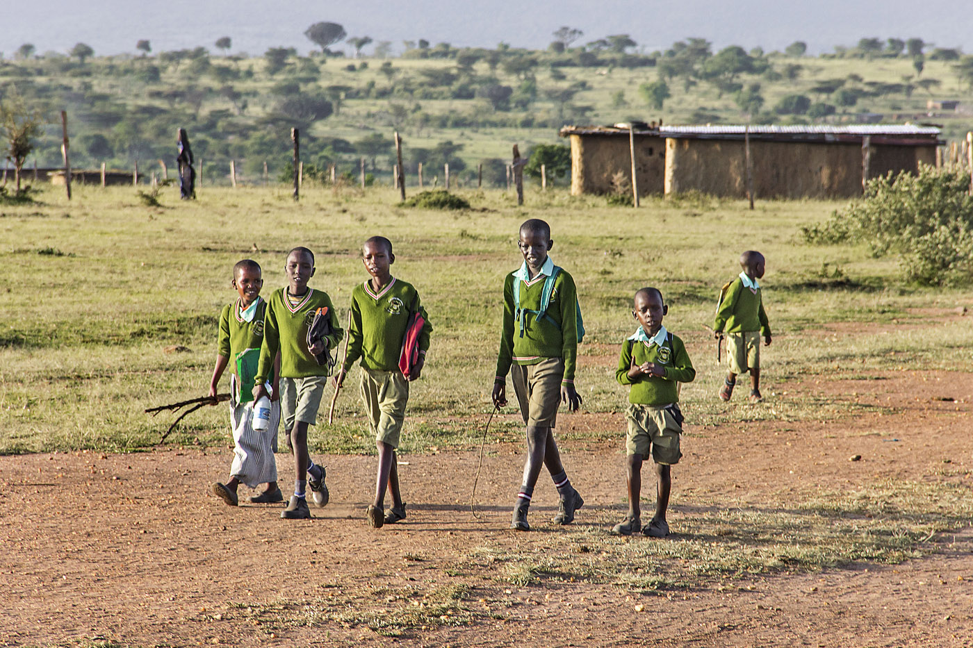 Children of Maasai tribe going to school