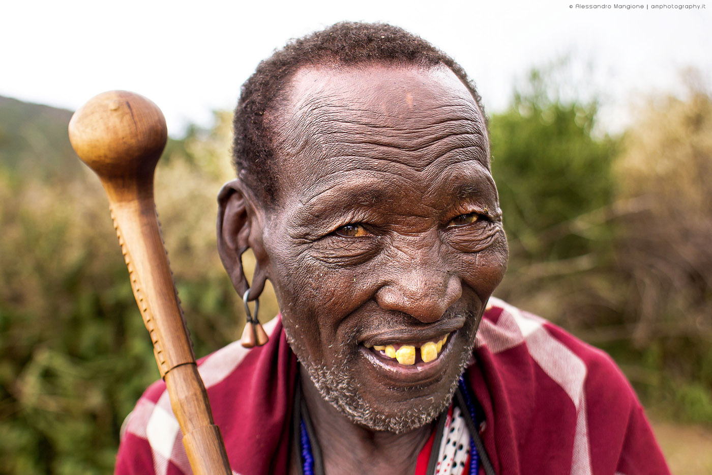 Portrait of old maasai man